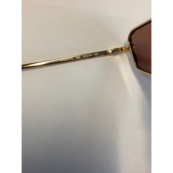 Gucci Women's Gold Red Cat Eye Rectangular Sunglasses Made in Italy K27-17 - Picture 6 of 9